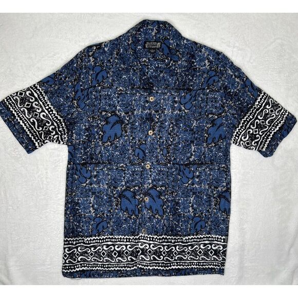 Vintage Guess Hawaiian Shirt Men’s Large Blue Button Up Floral Short Sleeve Y2K - Picture 1 of 10